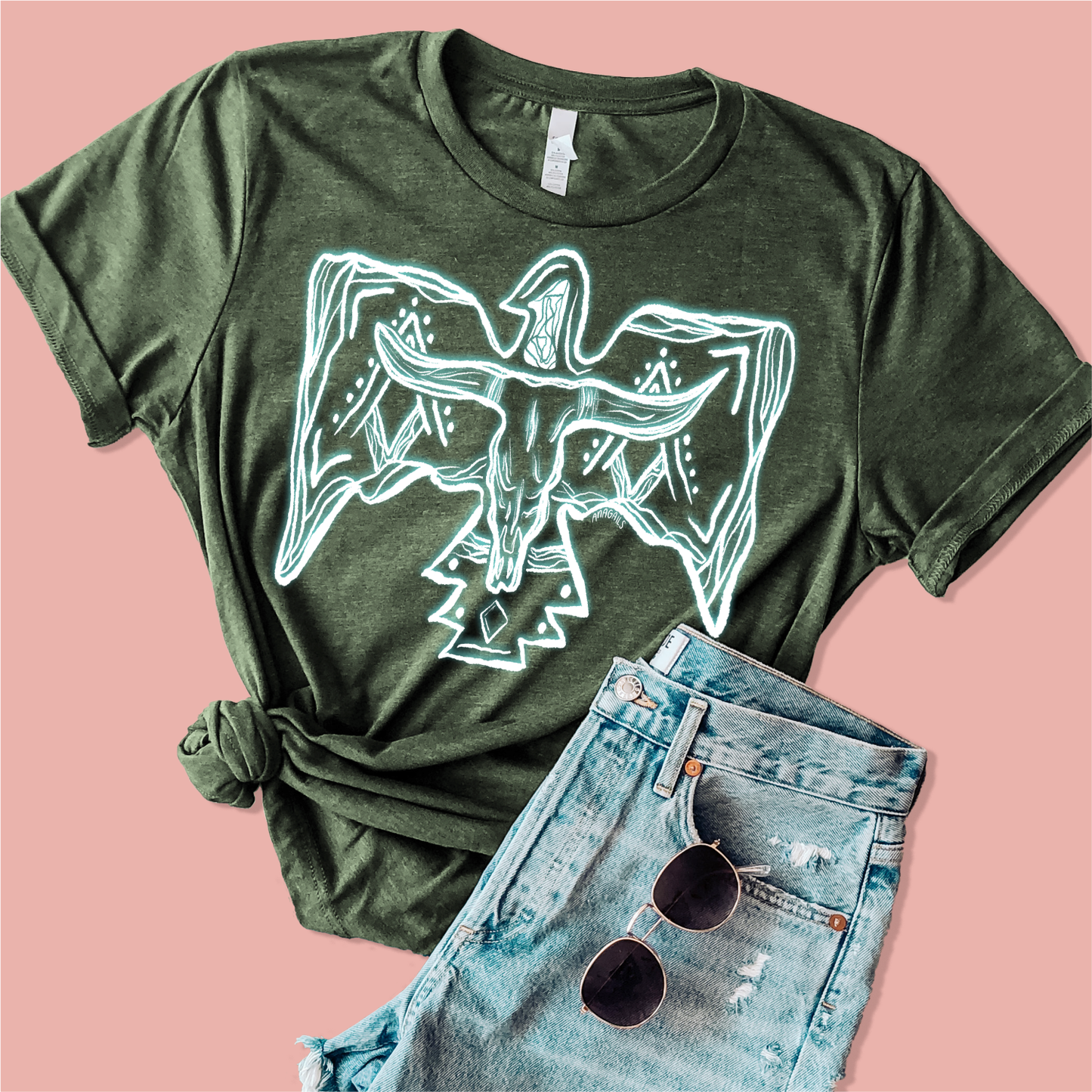 OLIVE THUNDERBIRD TEE